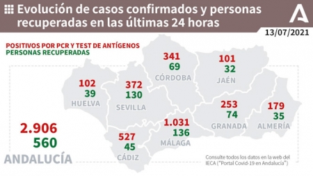Evolución diaria de la pandemia en Andalucía (JUNTA DE ANDALUCÍA) 