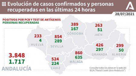 Evolución diaria de la pandemia en Andalucía (JUNTA DE ANDALUCÍA) 