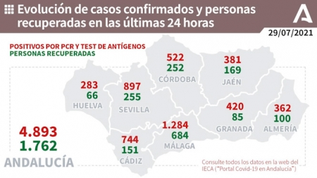 Evolución diaria de la pandemia en Andalucía (JUNTA DE ANDALUCÍA) 