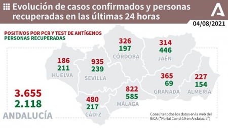 Evolución diaria de la pandemia en Andalucía (JUNTA DE ANDALUCÍA) 