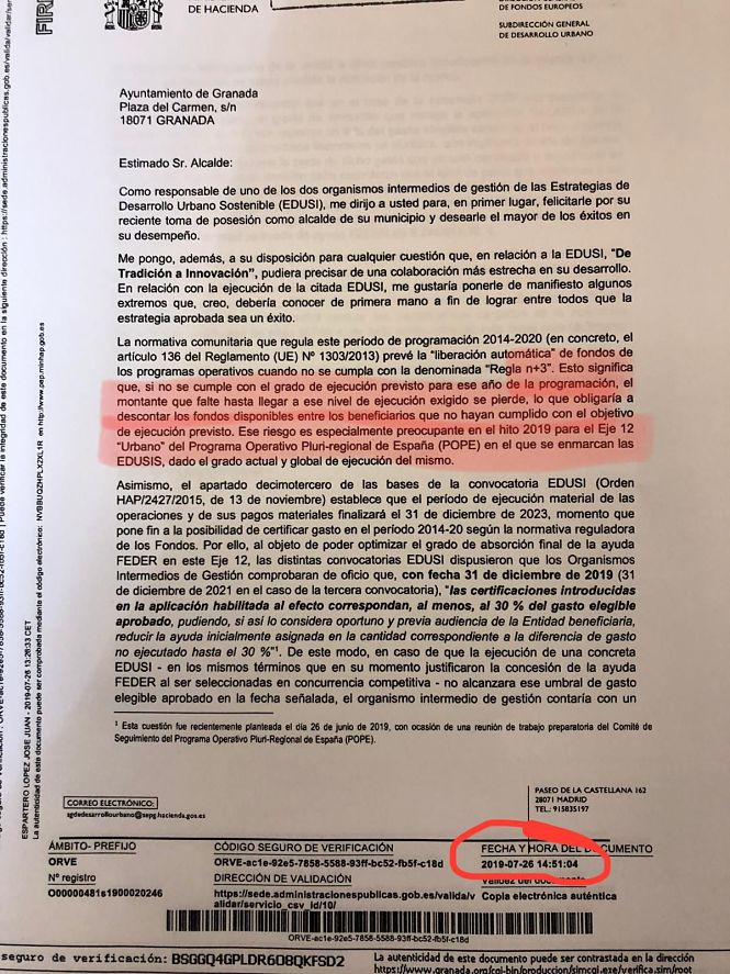 Imagen del escrito