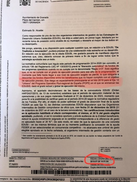 Imagen del escrito