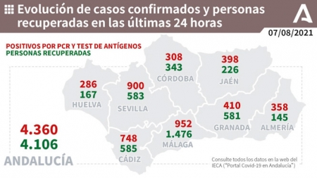 Evolución diaria de la pandemia en Andalucía (JUNTA DE ANDALUCÍA) 