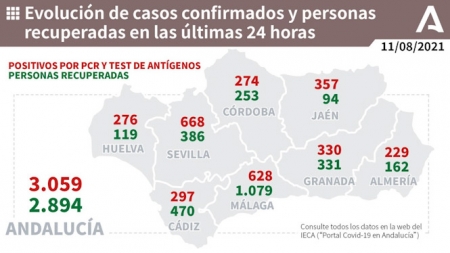 Evolución diaria de la pandemia en Andalucía (JUNTA DE ANDALUCÍA) 
