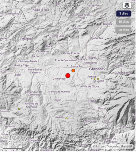 Terremotos con epicentro en Chauchina y Santa Fe (IGN) 