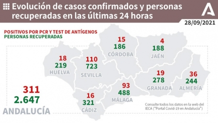 Evolución diaria de la pandemia en Andalucía (JUNTA DE ANDALUCÍA) 