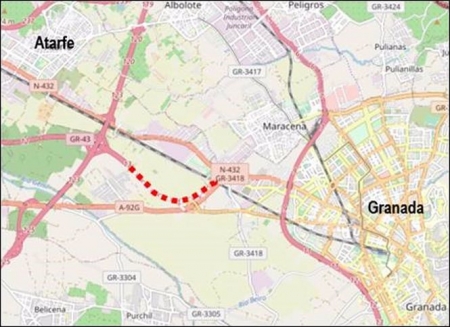 Plano del proyecto de obras de la autovía GR-43 para el acceso a Granada por la N-432 (MITMA)