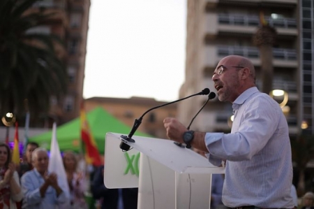 Jorge Buxadé durante su intervención en Motril (VOX) 