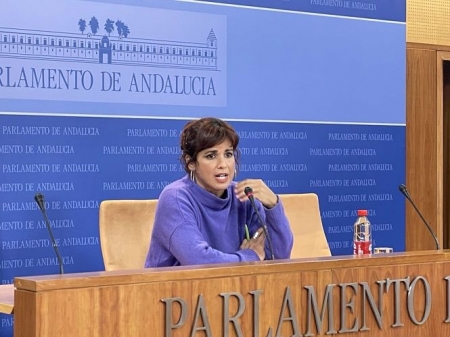 La portavoz de Adelante Andalucía, Teresa Rodríguez, en rueda de prensa. (ADELANTE ANDALUCÍA)