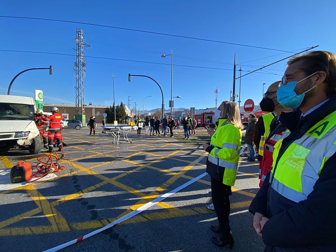 Marifrán Carazo durante el simulacro celebrado en Albolote (JUNTA) 