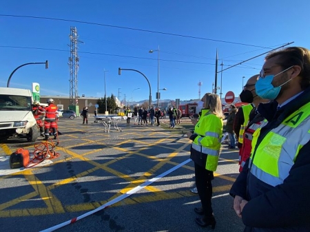 Marifrán Carazo durante el simulacro celebrado en Albolote (JUNTA) Marifrán Carazo durante el simulacro celebrado en Albolote (JUNTA)