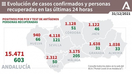 Evolución diaria de la pandemia en Andalucía (JUNTA DE ANDALUCÍA) 