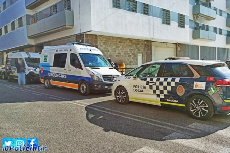 Coche de la Policía Local frente a una ambulancia (POLICÍA LOCAL DE GRANADA)