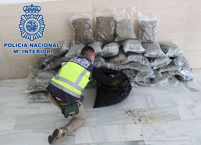 Un agente con marihuana intervenida (POLICÍA NACIONAL)