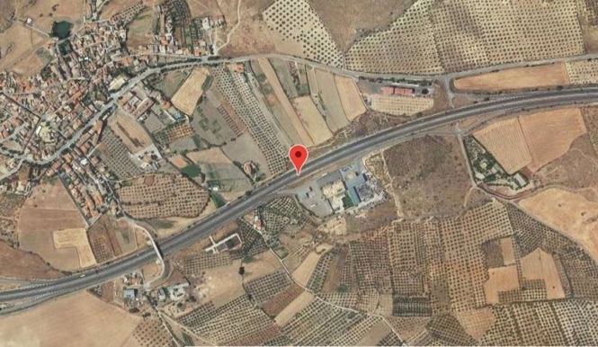 Punto en el que se ha producido el accidente entre dos camiones en la A-92 (112) 