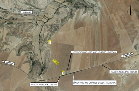 Plano del paso a nivel de Huélago (ADIF)
