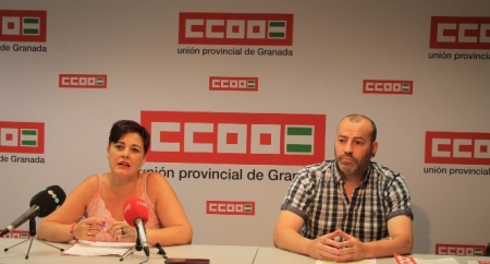 Mari Ángeles Martín y David Vílchez en rueda de prensa (CCOO)