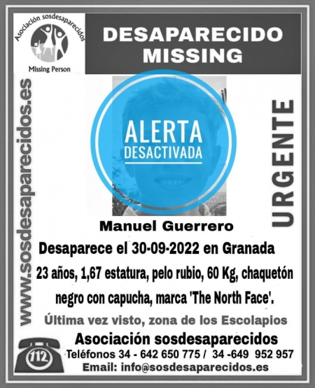 Manuel Rodríguez ha sido localizado en Monachil (SOS DESAPARECIDOS) 