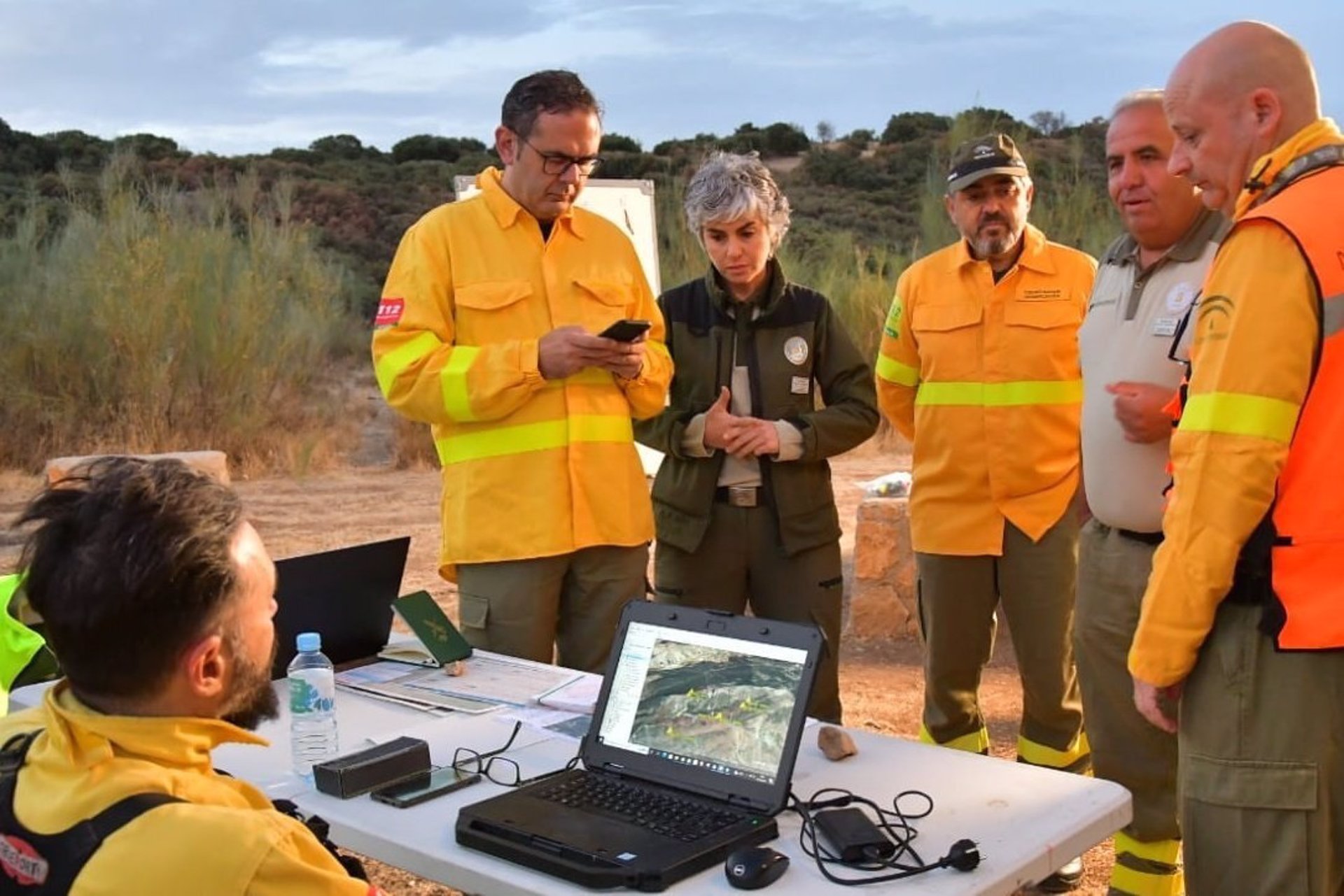 Imagen del Puesto de Mando Avanzado (PMA), este pasado fin de semana (INFOCA)