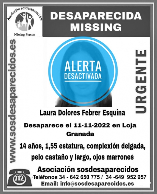 Localizada la joven desaparecida en Loja (SOS DESAPARECIDO) Localizada la joven desaparecida en Loja (SOS DESAPARECIDO)