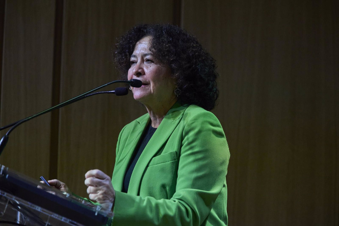 La rectora de la Universidad de Granada, Pilar Aranda, en un desayuno informativo de Europa Press (JESÚS HELLÍN - EUROPA PRESS) 