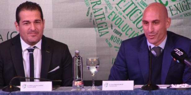 El presidente de la RFAF, Pablo Lozano junto a Luis Rubiales (RFAF) 