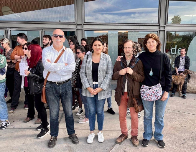 Imagen de archivo de una protesta en el Parque de las Ciencias, con Alejandra Durán, de Por Andalucía, en el centro (PODEMOS) 