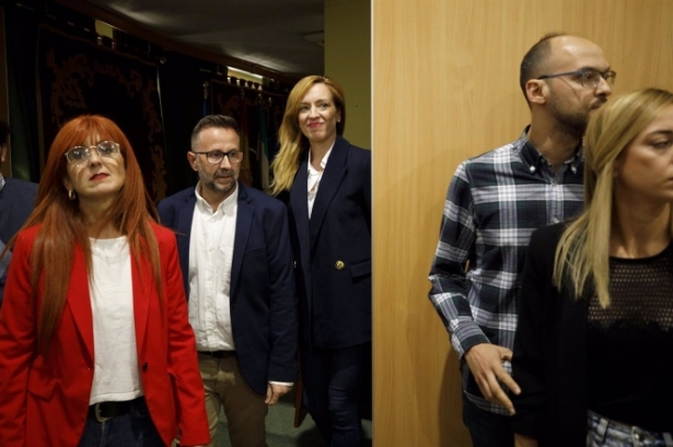 La alcaldesa y candidata a la reelección en Maracena por el PSOE, Berta Linares, a su llegada a la sala de prensa del Ayuntamiento (ÁLEX CÁMARA-EUROPA PRESS)