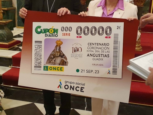 Cupón de la Once dedicado a la Virgen de las Angustias (AYTO. GUADIX)
