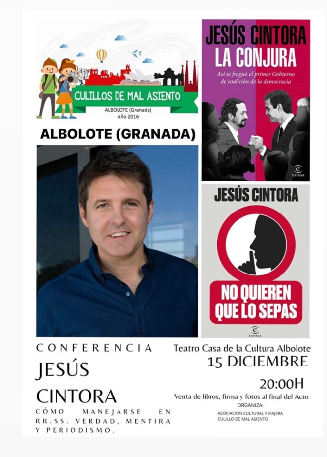 Cartel de la conferencia del periodista Jesús Cintora