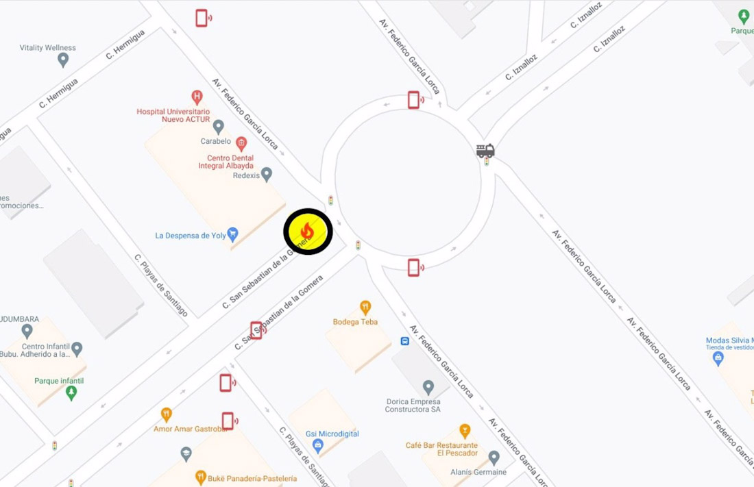 Zona del accidente (POLICÍA LOCAL DE GRANADA)