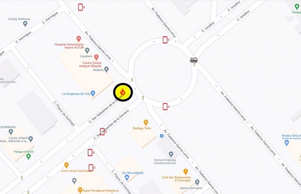 Zona del accidente (POLICÍA LOCAL DE GRANADA) Zona del accidente (POLICÍA LOCAL DE GRANADA)