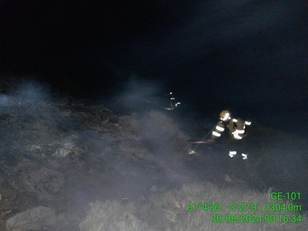 Bomberos del Infoca trabajan en la extinción del fuego (INFOCA)