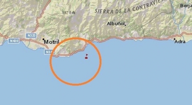 Mapa difundido en redes sociales por Salvamento Marítimo sobre el lugar del rescate de dos personas en kayaks (PERFIL DE SALVAMENTO MARÍTIMO EN LA RED SOCIAL X) Mapa difundido en redes sociales por Salvamento Marítimo sobre el lugar del rescate de dos personas en kayaks (PERFIL DE SALVAMENTO MARÍTIMO EN LA RED SOCIAL X)