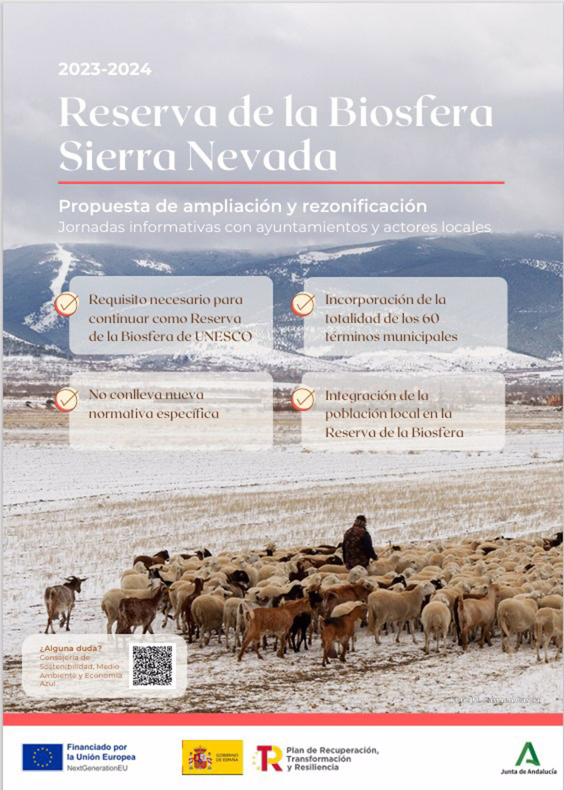 Cartel divulgativo de la propuesta de ampliación y rezonificación de la Reserva de la Biosfera Sierra Nevada (WEB JUNTA DE ANDALUCÍA)