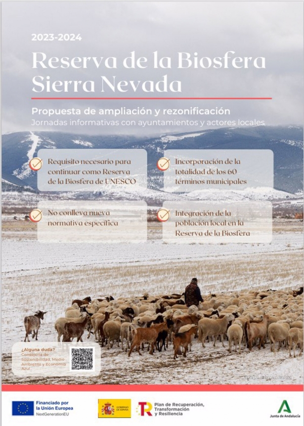 Cartel divulgativo de la propuesta de ampliación y rezonificación de la Reserva de la Biosfera Sierra Nevada (WEB JUNTA DE ANDALUCÍA)