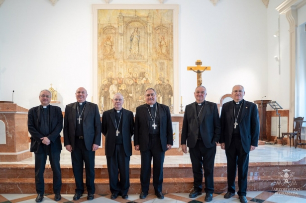 El arzobispo de Granada, José María Gil Tamayo (3d), con los obispos de la archidiócesis (ARZOBISPADO) El arzobispo de Granada, José María Gil Tamayo (3d), con los obispos de la archidiócesis (ARZOBISPADO)