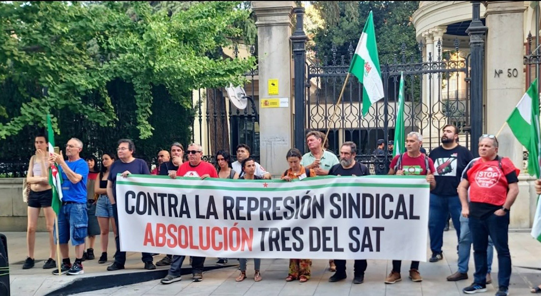 Imagen de archivo de una concentración en Granada para pedir la absolución de los tres miembros del SAT (SAT)