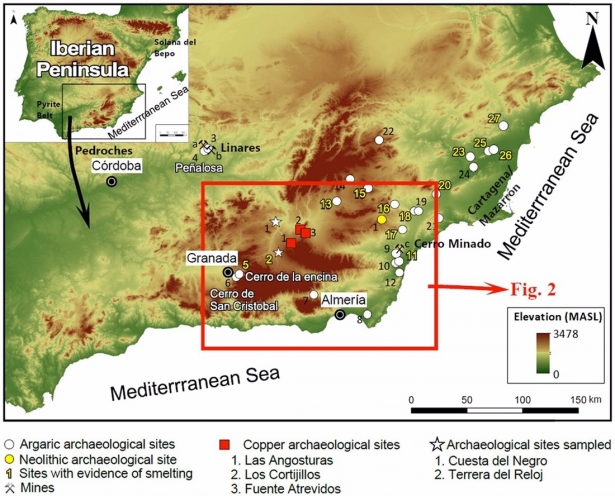 Imagen del estudio de la UGR sobre la explotación histórica de recursos de cobre (UGR)