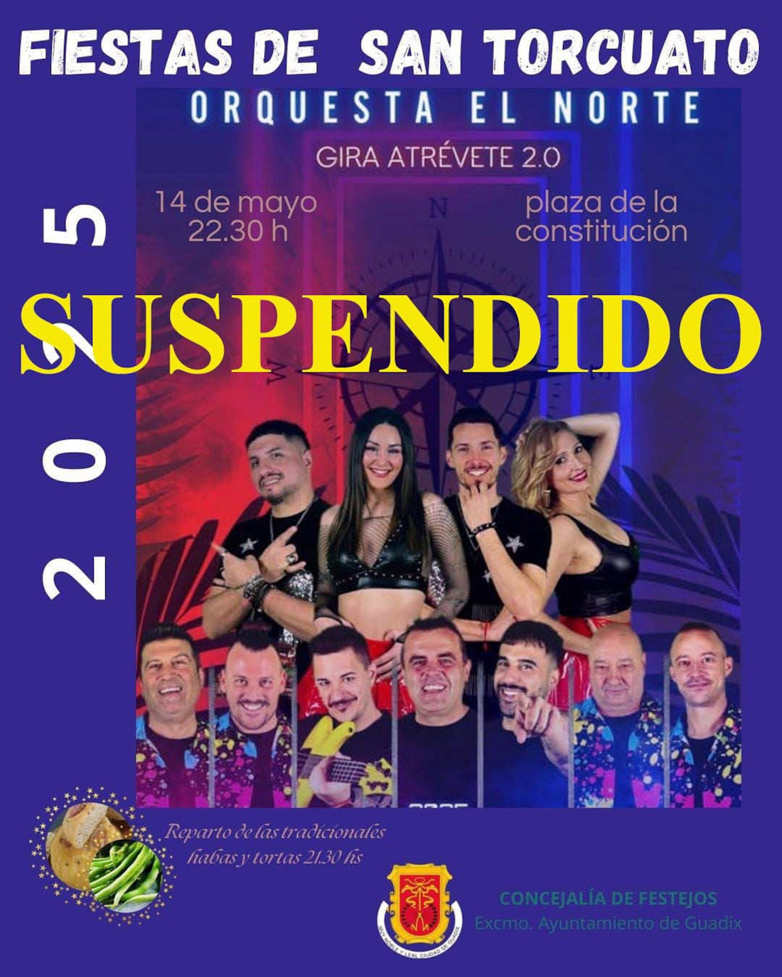 Cartel de la suspensión de la verbena de Guadix por la previsión de fuertes lluvias (AYUNTAMIENTO DE GUADIX)
