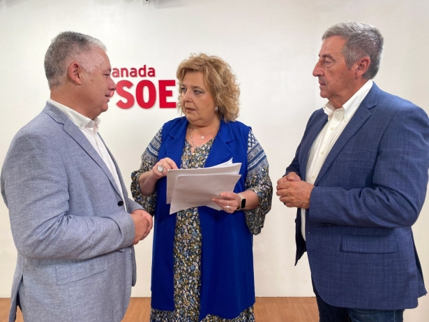 Imagen de Fátima Gómez, junto a José María Villegas y Manuel Martínez. (PSOE) Imagen de Fátima Gómez, junto a José María Villegas y Manuel Martínez. (PSOE)