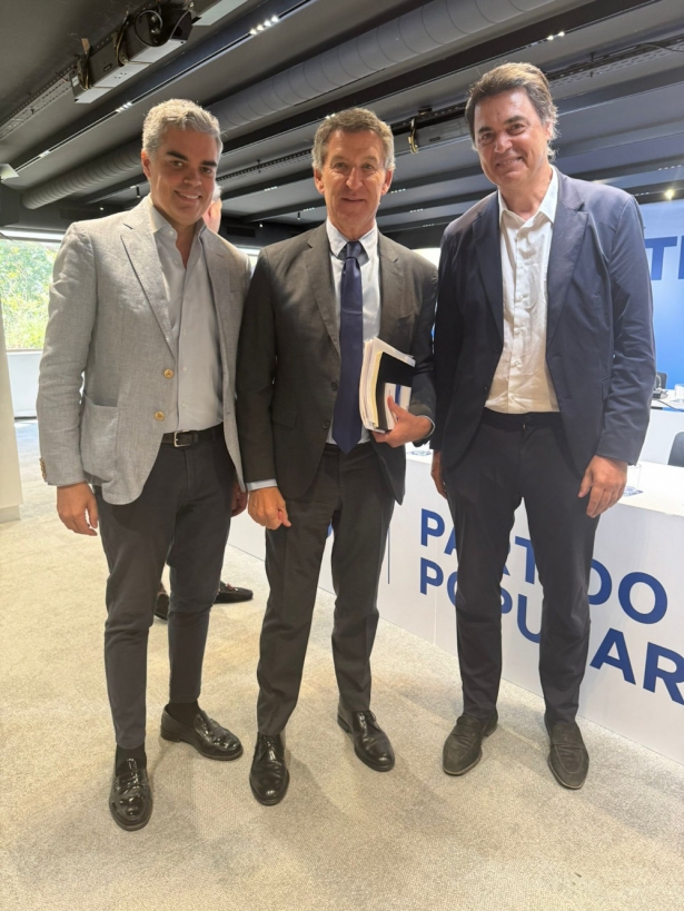 Vicente Azpitarte y Carlos Rojas junto a Alberto Núñez Feijoo (PP)
