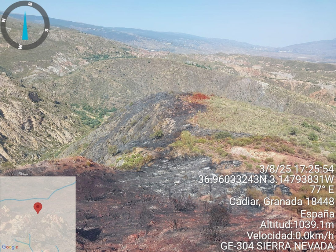 Estabilizado el incendio forestal en Cádiar, cerca de la pedanía de Yátor (PLAN INFOCA)