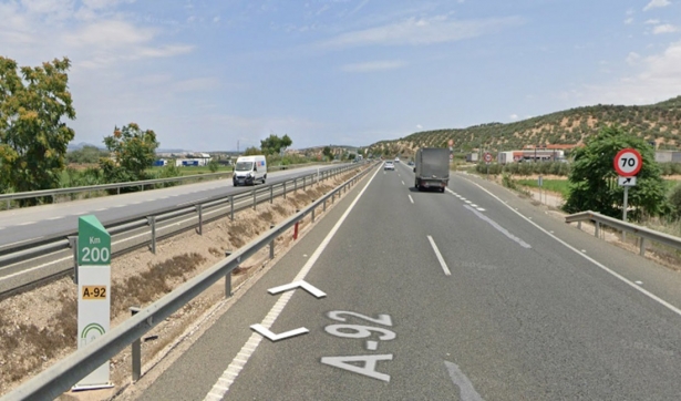 Imagen del 112 del punto kilométrico 200 de la autovía A-92, donde se ha producido un accidente con un hombre fallecido (112)