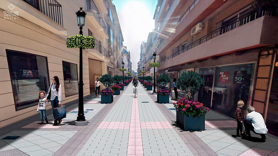 Imagen de archivo de una proyección de la calle San Antón remodelada (AYUNTAMIENTO DE GRANADA)
