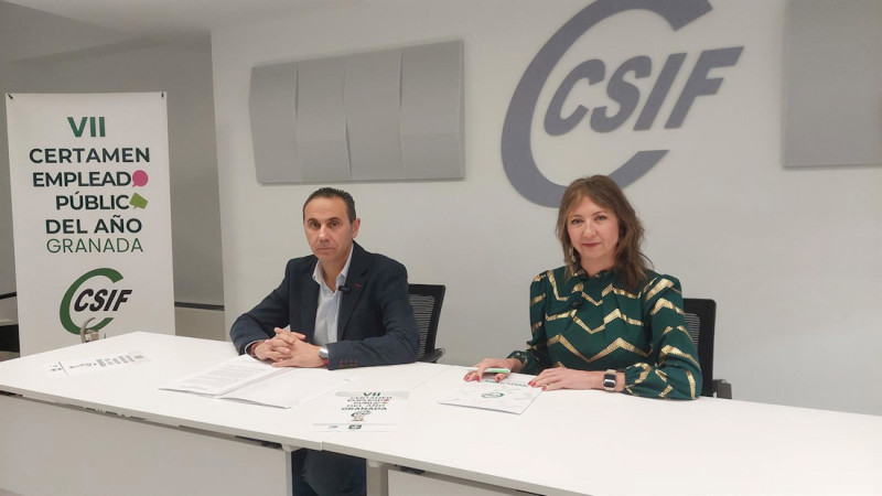 Los presidentes de CSIF en Andalucía y Granada, Germán Girela y Victoria Eugenia Pineda