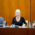 La consejera de Cultura y Deporte de la Junta de Andalucía, Patricia del Pozo, en la comisión parlamentaria de este martes