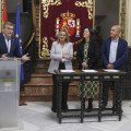 José Antonio Montilla junto a Marifrán Carazo, Gloria María Martín y Nazario Montes en la firma del convenio (GPMEDIA)
