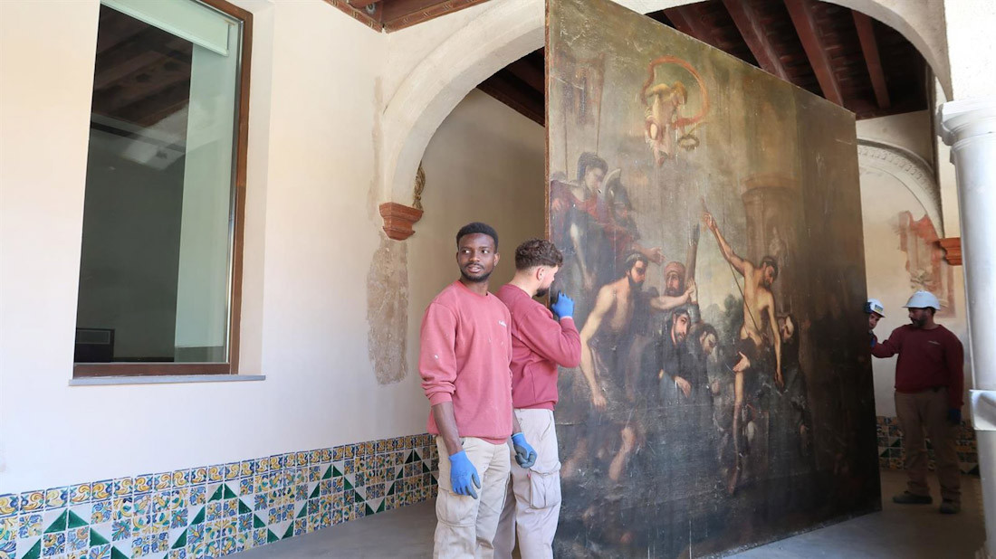 El lienzo 'Persecución de los Hospitalarios en Polonia' , una obra de gran formato del siglo XVII, ubicada históricamente en la escalera monumental del hospital San Juan de Dios (SAN JUAN DE DIOS GRANADA)