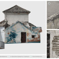 Alzado Este de la Ermita del Santo Sepulcro del Sacromonte, Granada con representación cromática de las principales patologías identificadas en el paramento (UGR)
